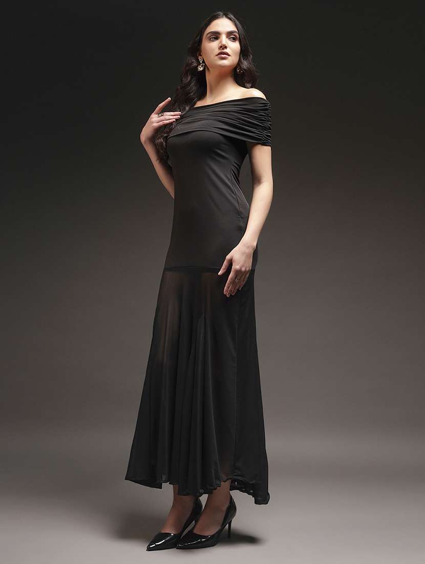 women solid off shoulder tiered dress - 22231281 -  Standard Image - 1