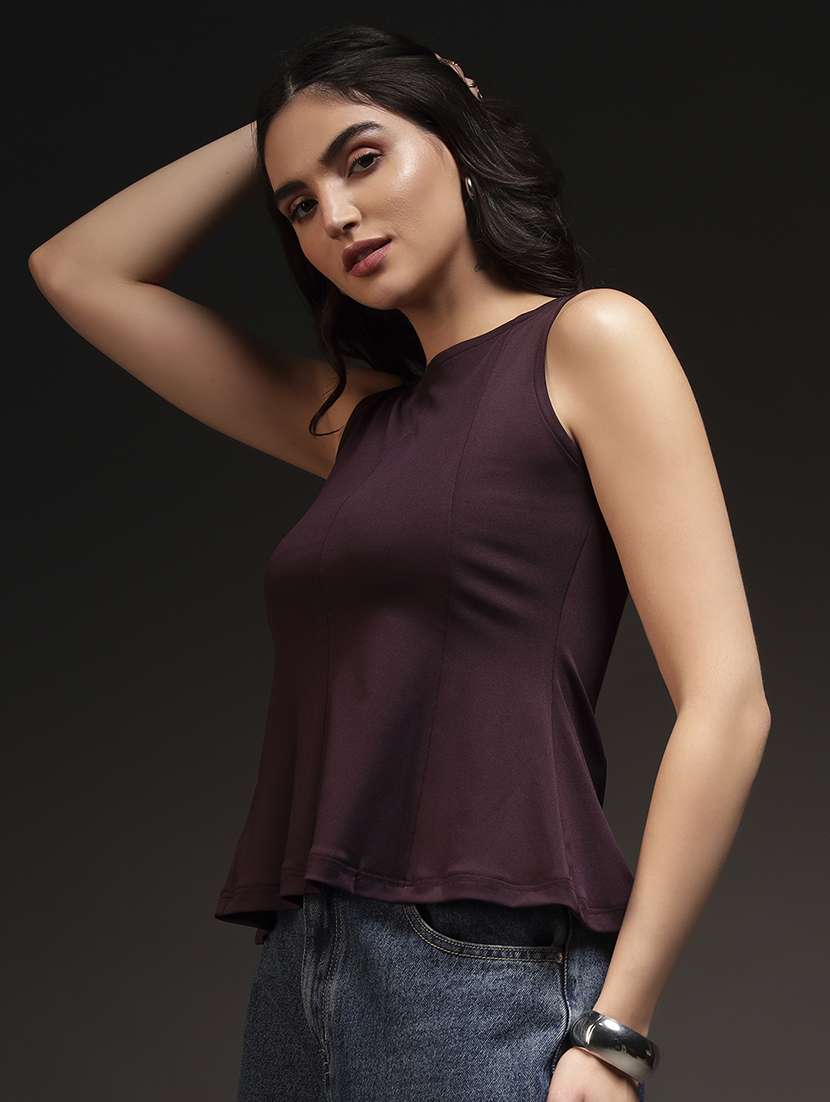 women solid sleeveless a-line top - 22231288 -  Standard Image - 1