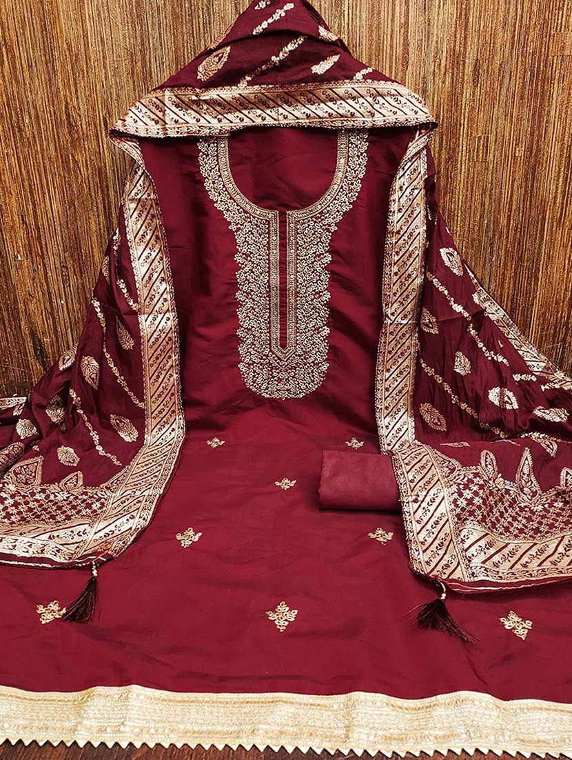 women solid with work unstitched suit set - 22231328 -  Standard Image - 1