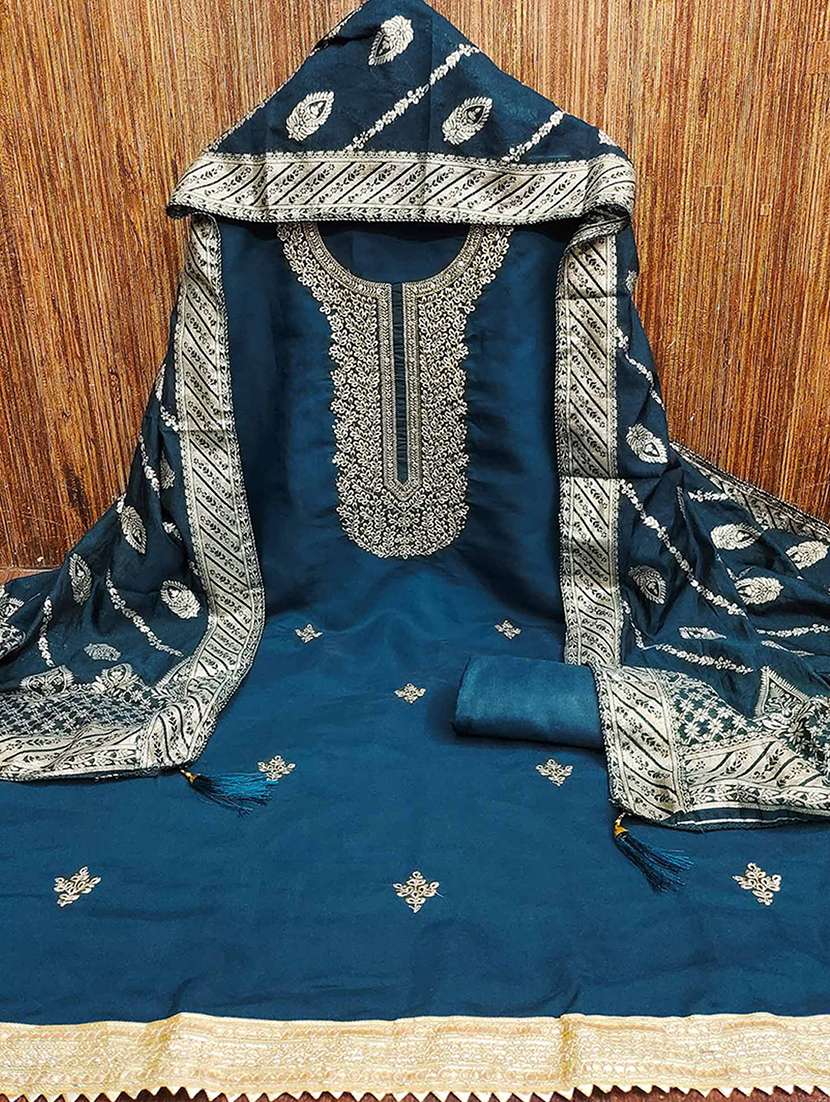 women solid with work unstitched suit set - 22231330 -  Standard Image - 1