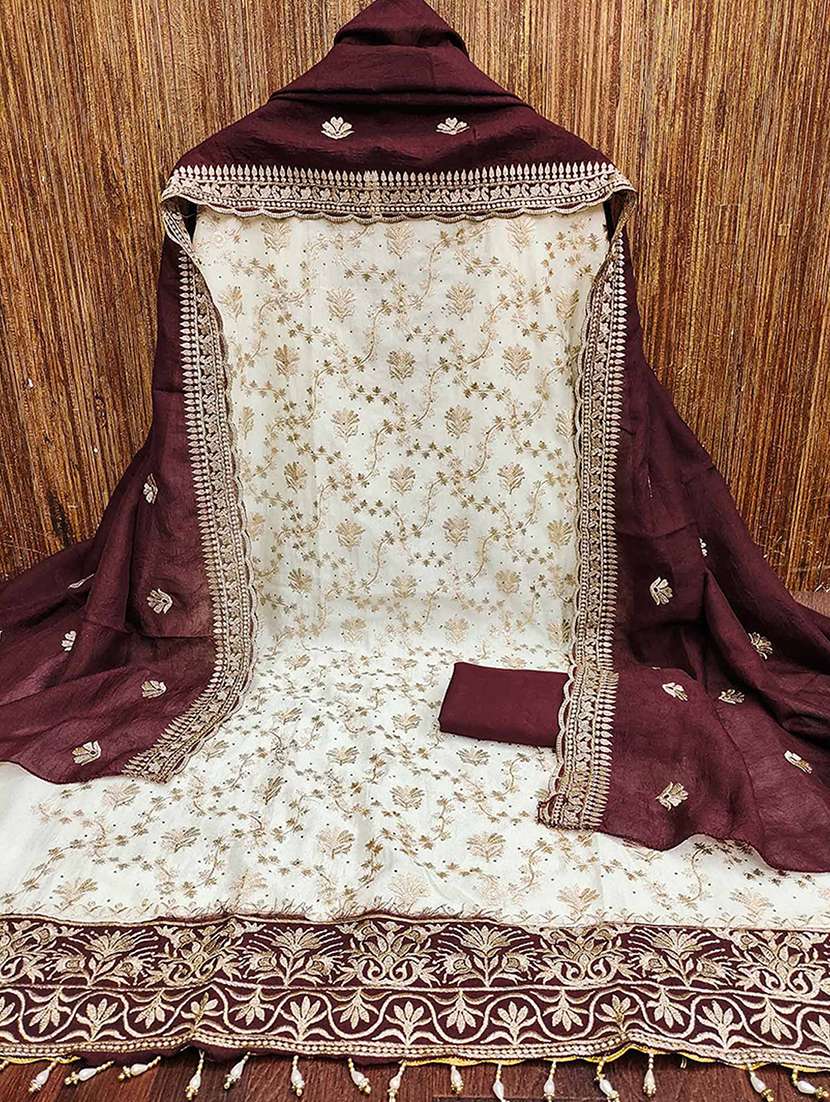 women solid with work unstitched suit set - 22231363 -  Standard Image - 1