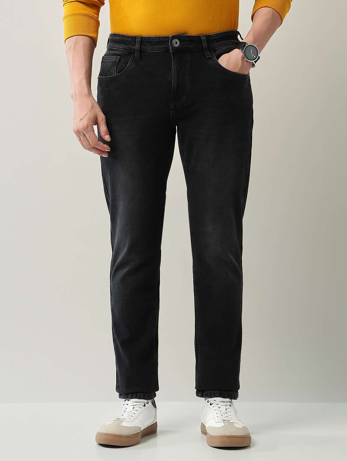 men washed high rise full length jeans - 22231380 -  Standard Image - 1