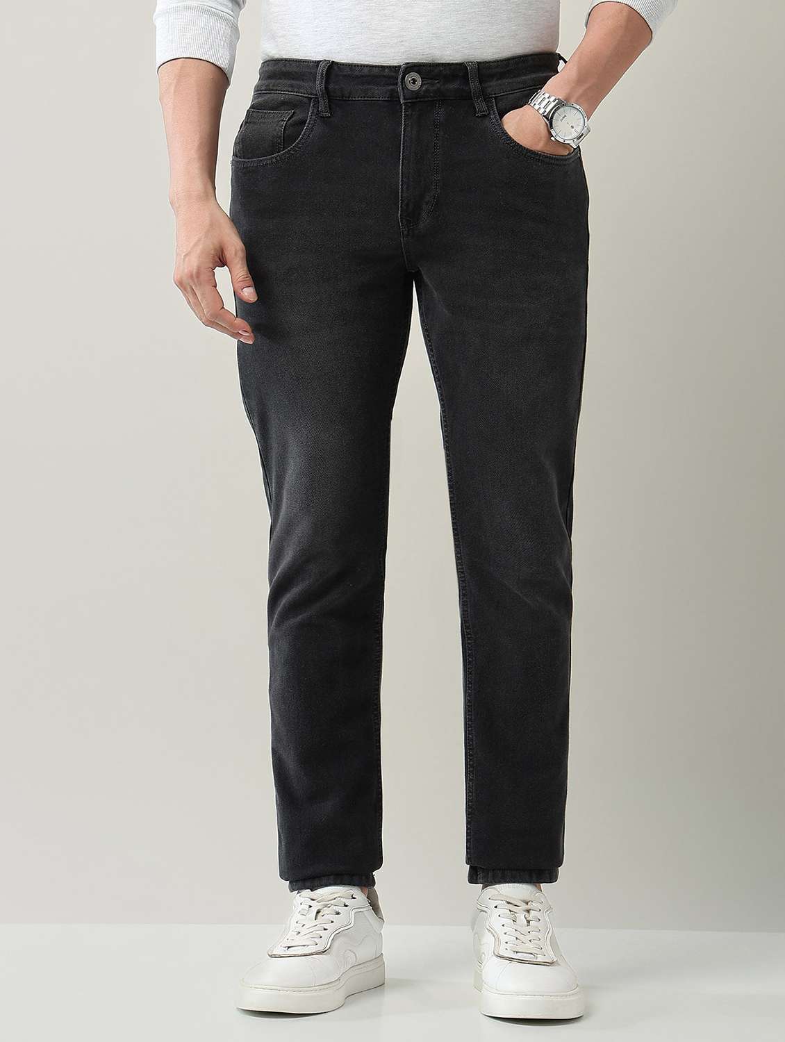 men washed high rise full length jeans - 22231383 -  Standard Image - 1