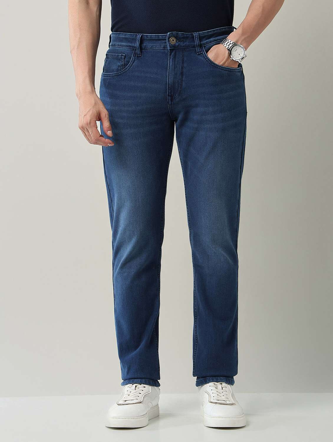 men washed high rise full length jeans - 22231384 -  Standard Image - 1