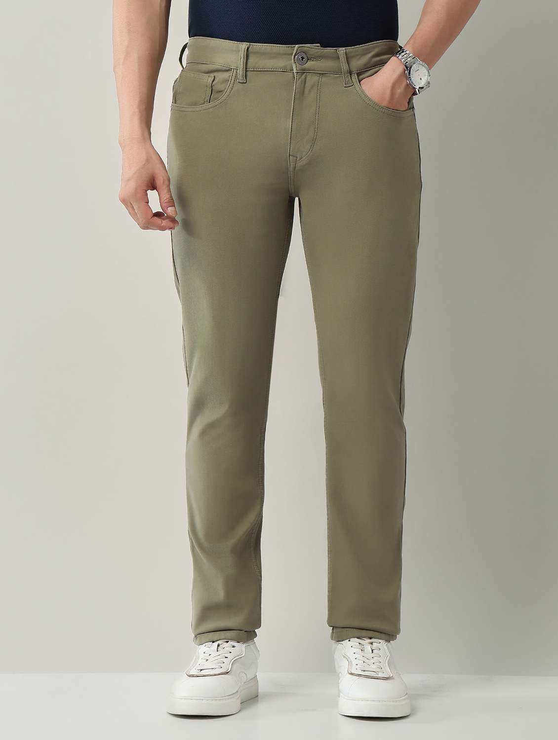 men plain high rise full length jeans - 22231386 -  Standard Image - 1