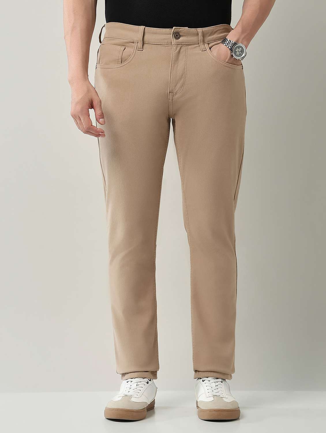 men plain high rise full length jeans - 22231387 -  Standard Image - 1