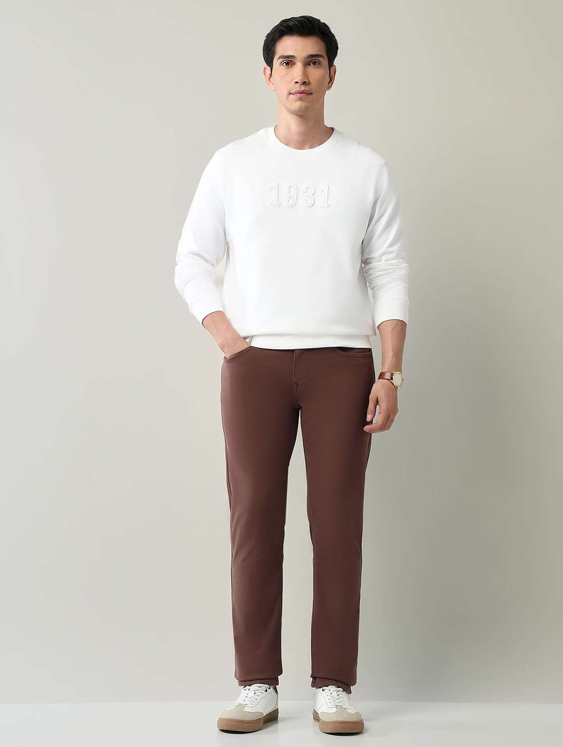 men plain high rise full length jeans - 22231389 -  Standard Image - 4