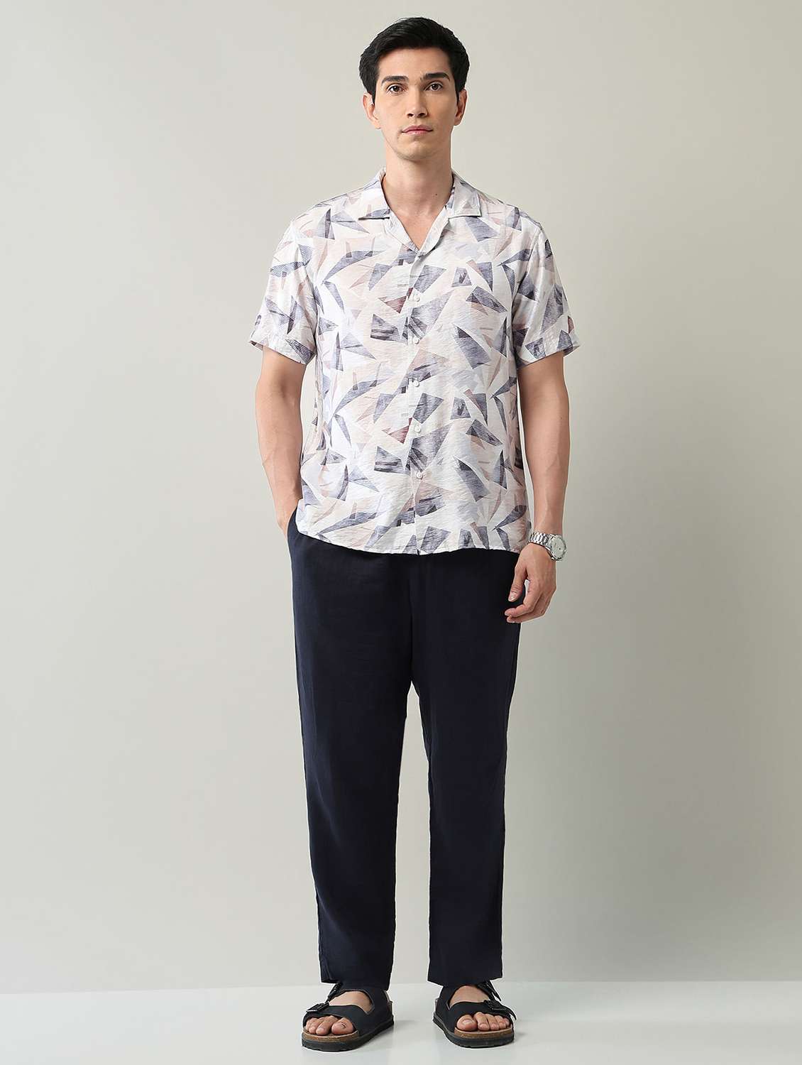 men printed short sleeve regular fit casual shirt - 22231402 -  Standard Image - 4