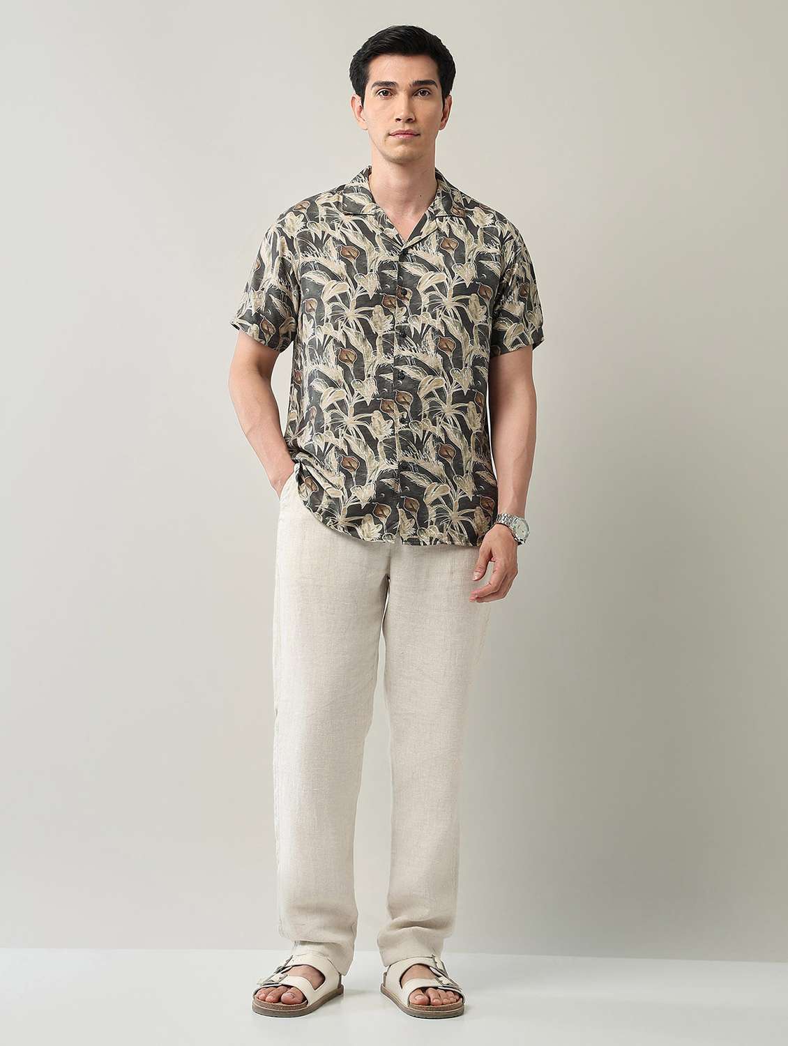 men printed short sleeve regular fit casual shirt - 22231404 -  Standard Image - 4