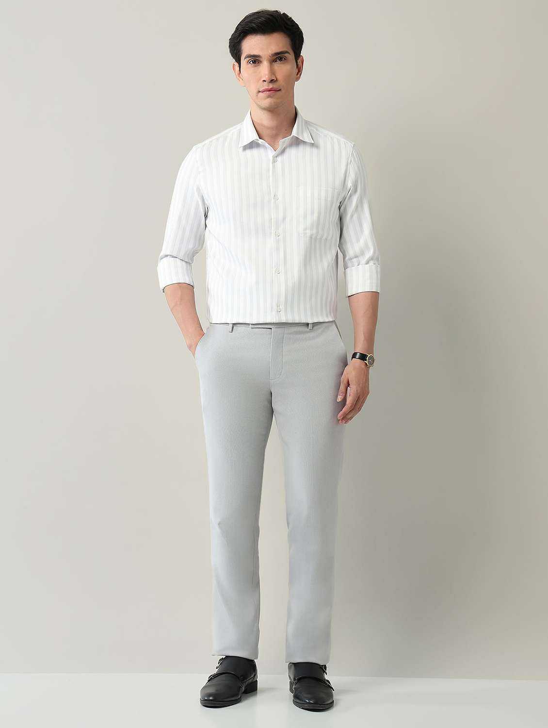 men striped long sleeve regular fit formal shirt - 22231405 -  Standard Image - 4