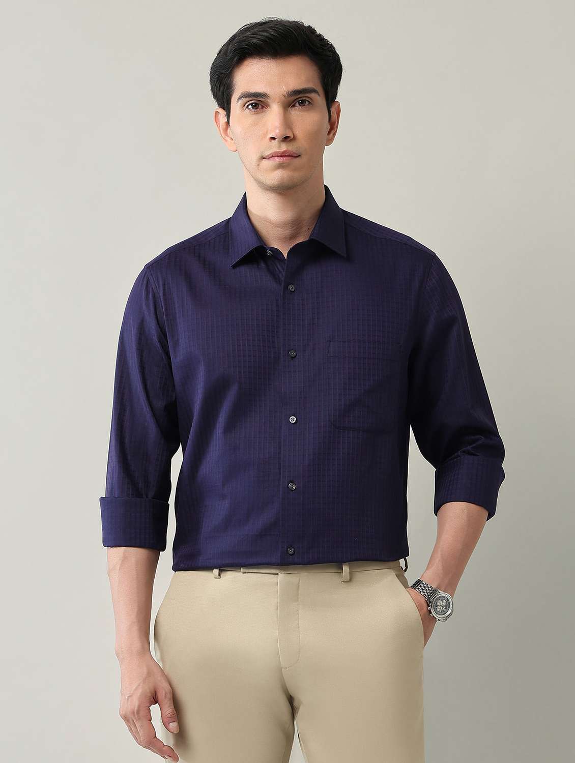 men striped long sleeve regular fit formal shirt - 22231411 -  Standard Image - 1