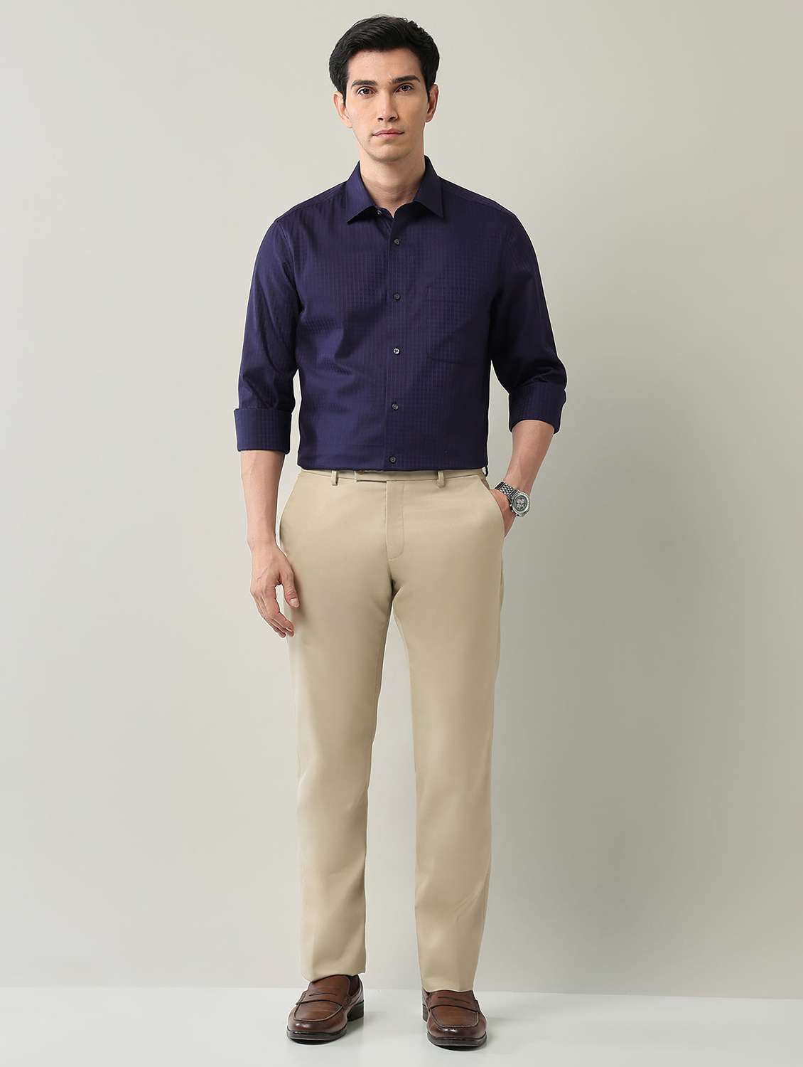 men striped long sleeve regular fit formal shirt - 22231411 -  Standard Image - 4