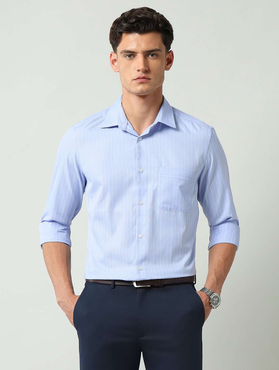 men striped long sleeve regular fit formal shirt - 22231427 -  Standard Image - 1