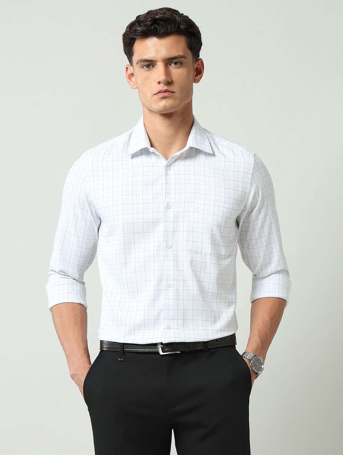 men checkered long sleeve regular fit formal shirt - 22231428 -  Standard Image - 1
