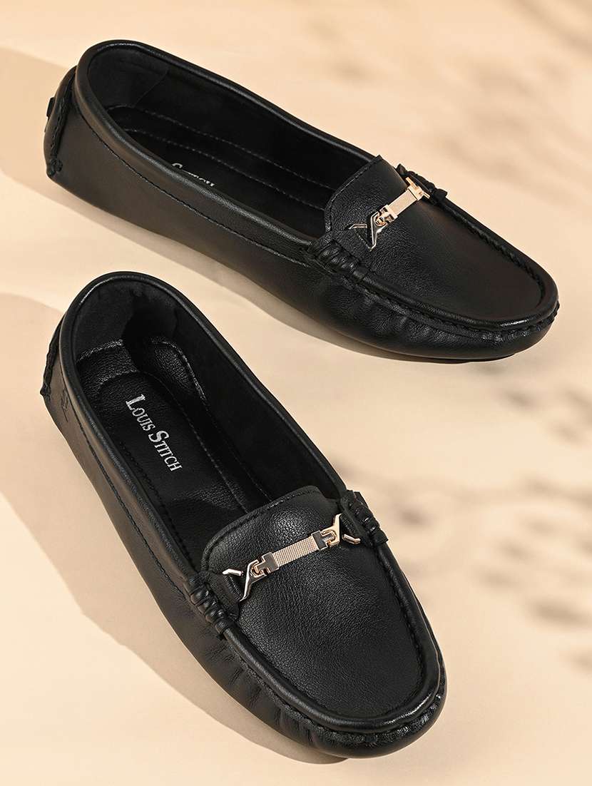 women solid slip on horsebit loafer