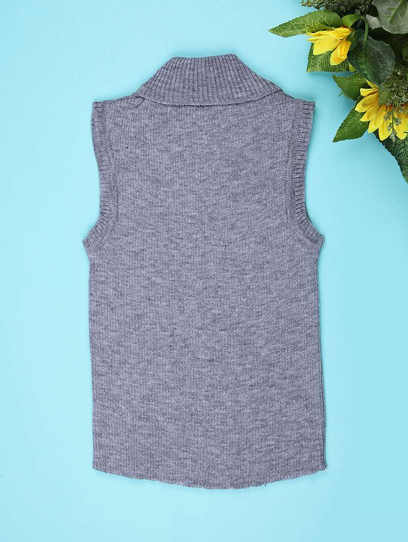 girls self designed sleeveless sweater - 22231456 -  Standard Image - 1