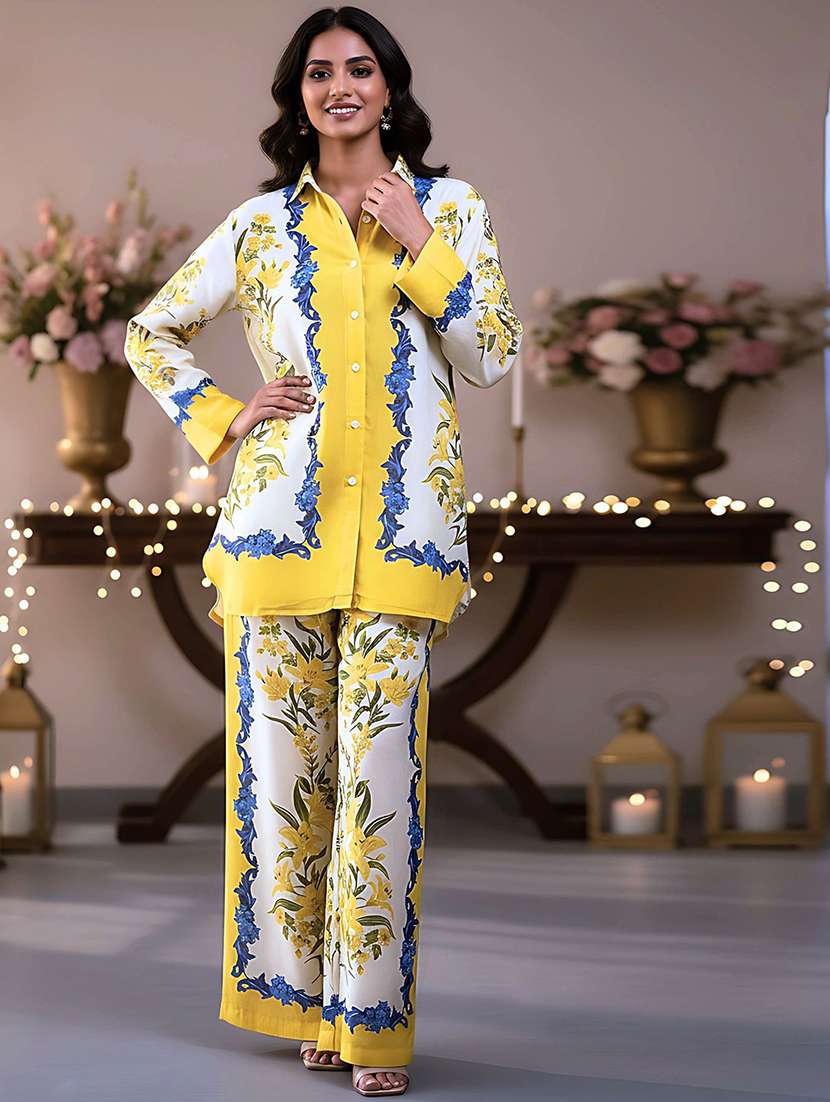 women printed shirt and trouser co-ord set - 22231459 -  Standard Image - 1