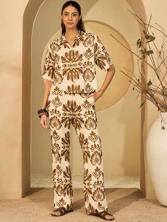 women printed shirt and trouser co-ord set
