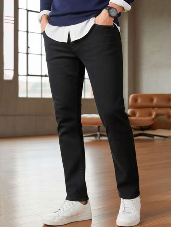 men plain mid rise slim fit jeans - 22231468 -  Standard Image - 1