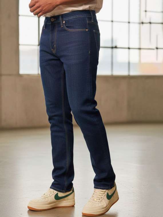 men plain mid rise slim fit jeans - 22231469 -  Standard Image - 1