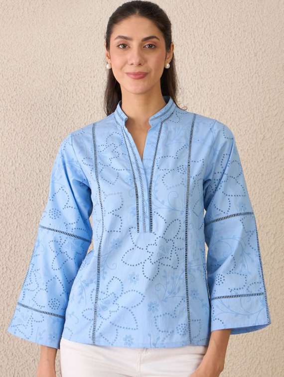 women self designed bell sleeve top - 22231476 -  Standard Image - 1