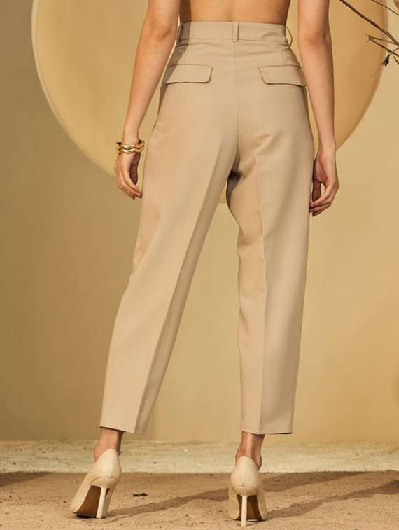 women solid high rise cigarette pants - 22231488 -  Standard Image - 1