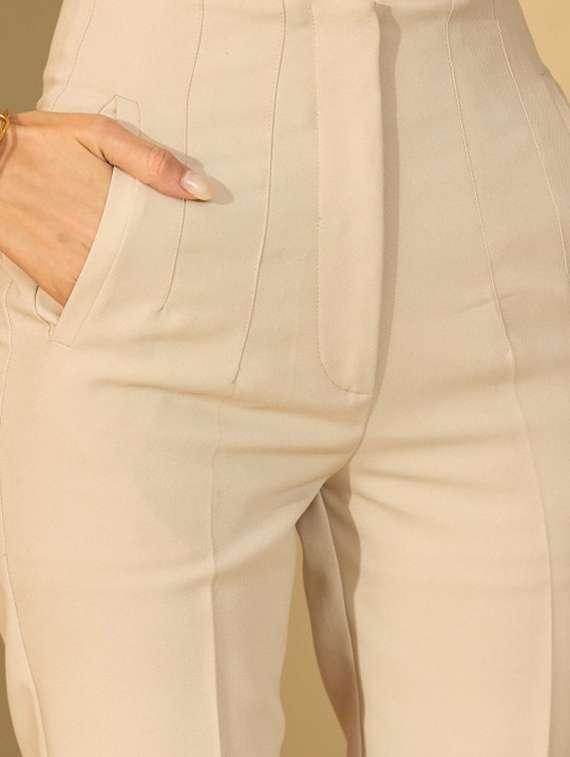women solid high rise cigarette pants - 22231494 -  Standard Image - 4