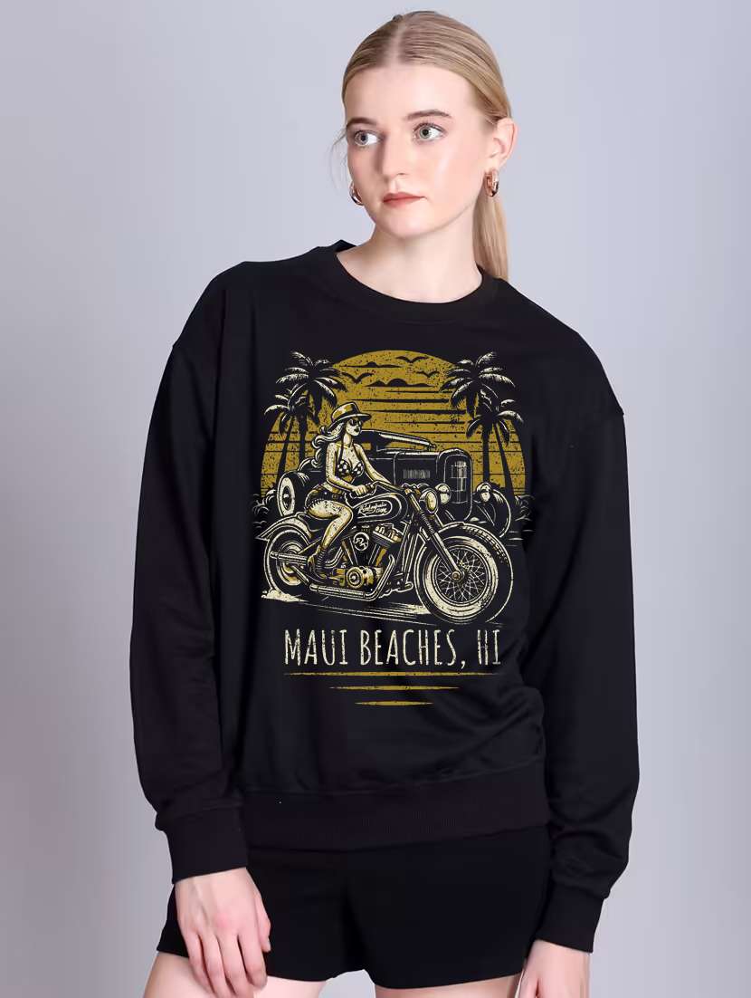 women printed long sleeve oversized sweatshirt