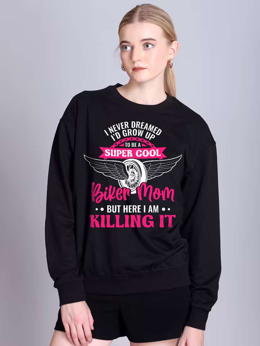 women printed long sleeve oversized sweatshirt