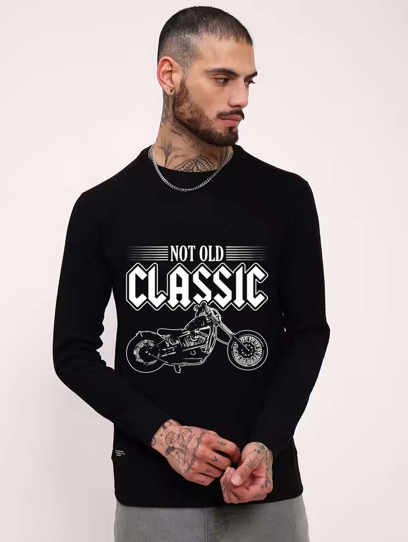 men front print long sleeve regular fit sweatshirt