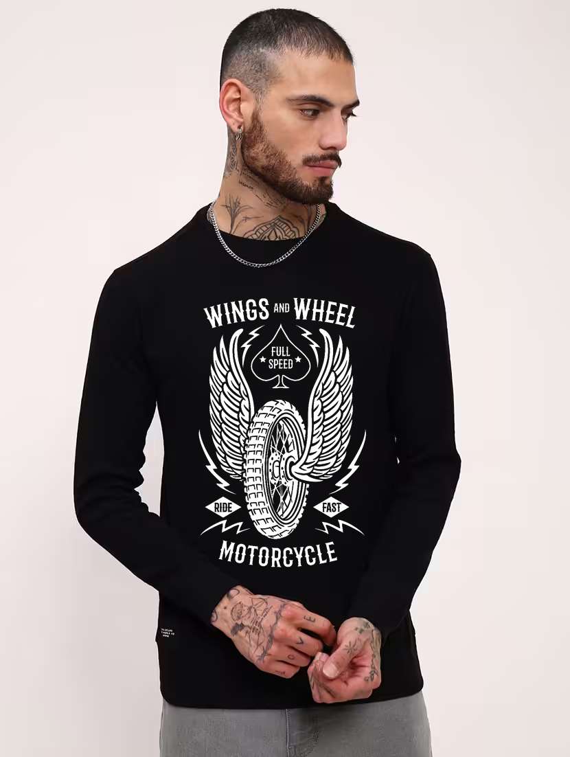 men front print long sleeve regular fit sweatshirt