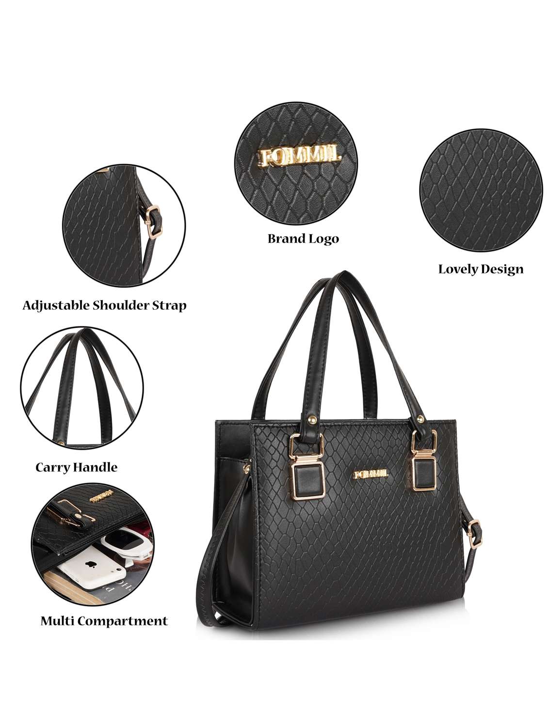 women textured structured leather handbag - 22231701 -  Standard Image - 4