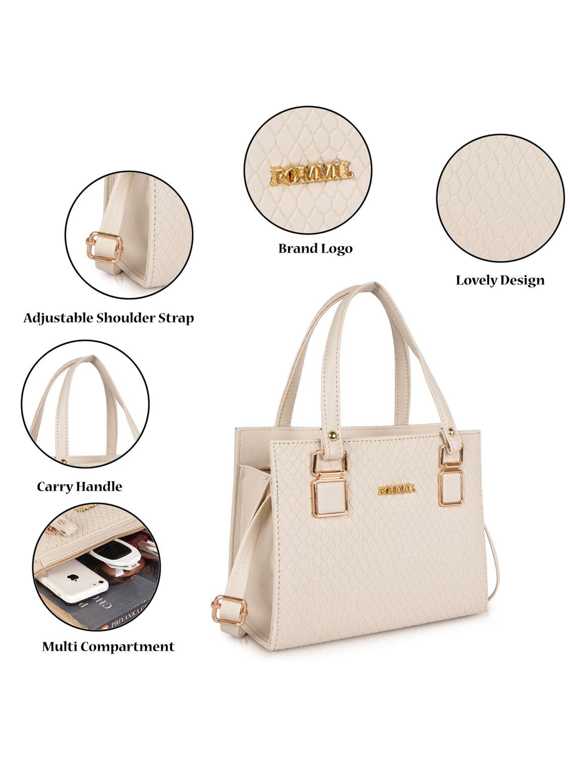 women textured structured leather handbag - 22231703 -  Standard Image - 4