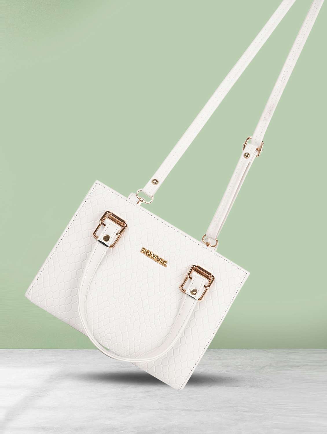 women textured structured leather handbag