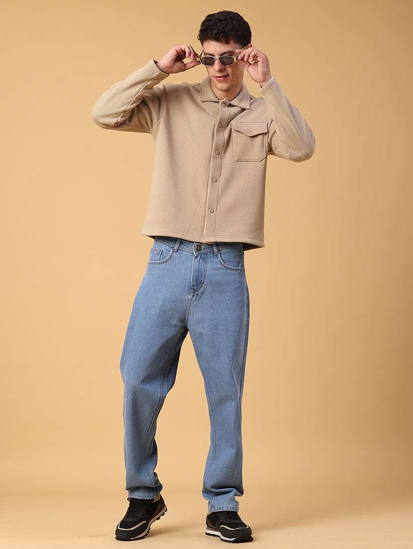 men self design long sleeve regular fit shacket - 22231745 -  Standard Image - 4