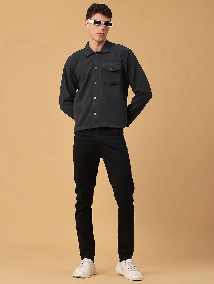 men self design long sleeve regular fit shacket - 22231746 -  Standard Image - 4