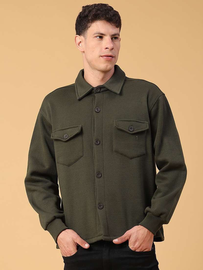 men self design long sleeve regular fit shacket - 22231747 -  Standard Image - 1