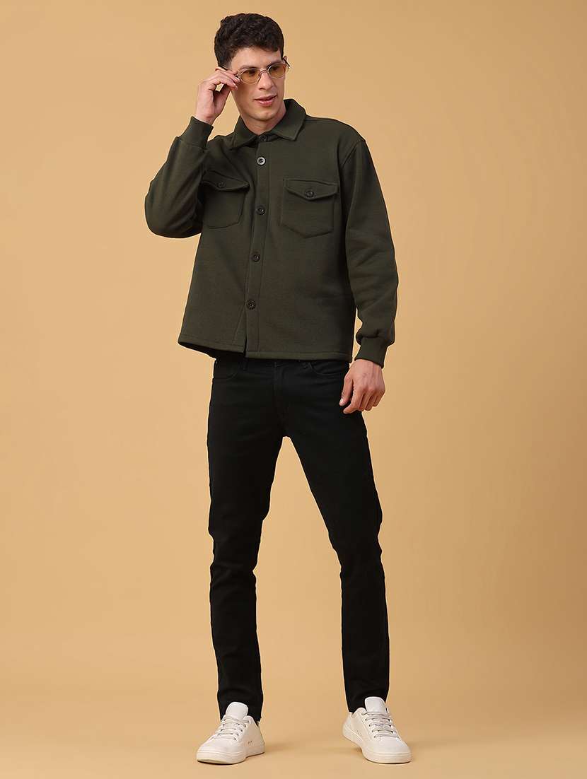 men self design long sleeve regular fit shacket - 22231747 -  Standard Image - 4