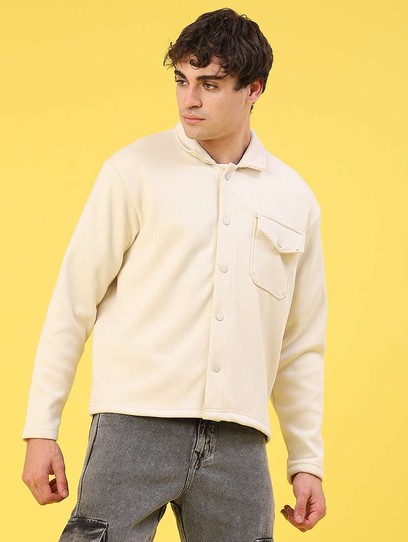 men self design long sleeve regular fit shacket - 22231748 -  Standard Image - 1