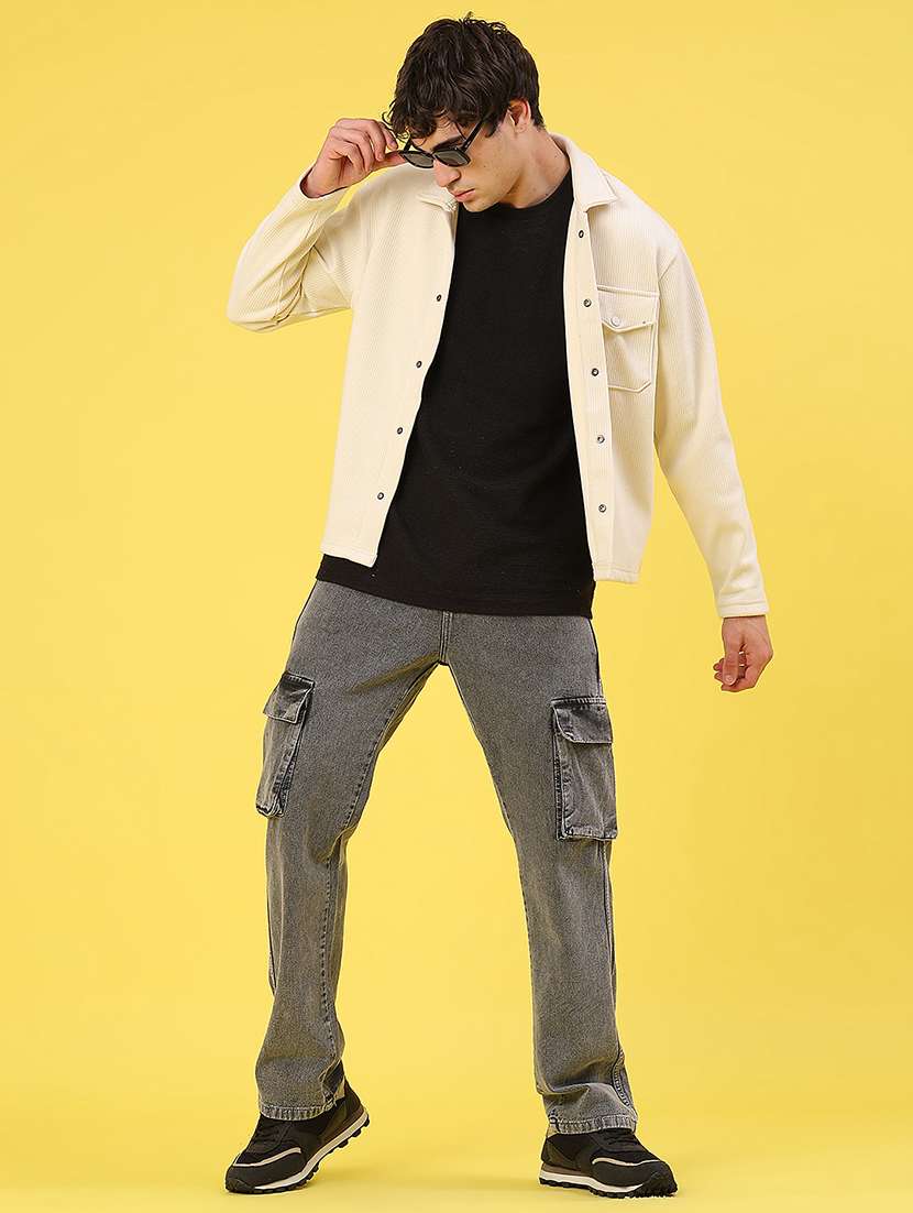 men self design long sleeve regular fit shacket - 22231748 -  Standard Image - 4