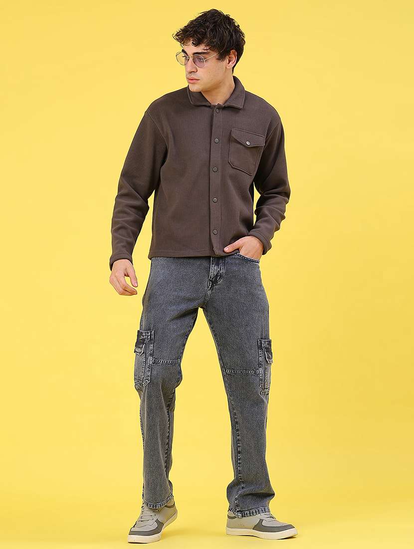 men self design long sleeve regular fit shacket - 22231749 -  Standard Image - 4