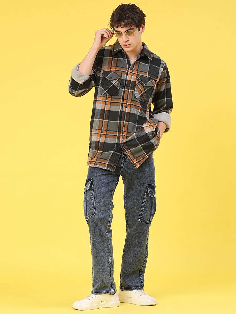 men checkered long sleeve regular fit shacket - 22231750 -  Standard Image - 4