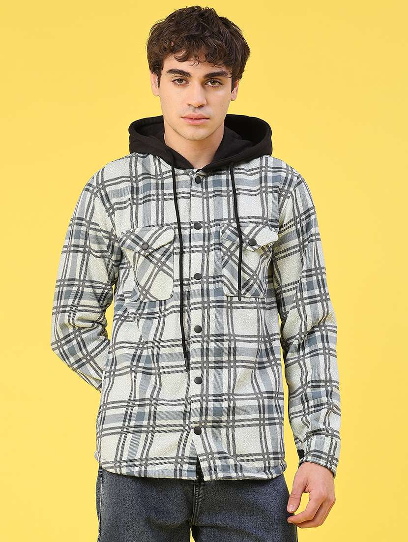 men checkered long sleeve regular fit shacket - 22231752 -  Standard Image - 1