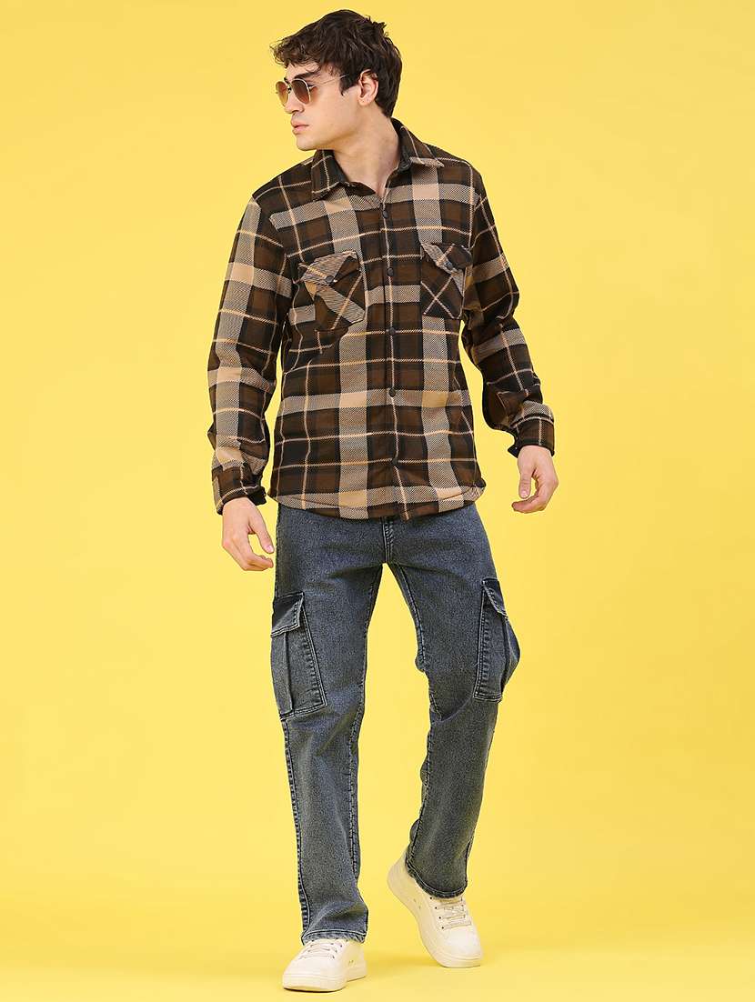men checkered long sleeve regular fit shacket - 22231753 -  Standard Image - 4