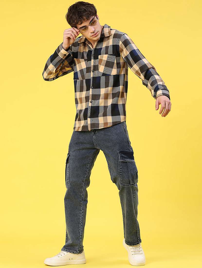 men checkered long sleeve regular fit shacket - 22231754 -  Standard Image - 4