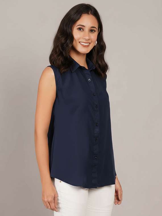 women solid sleeveless regular fit shirt - 22231791 -  Standard Image - 1