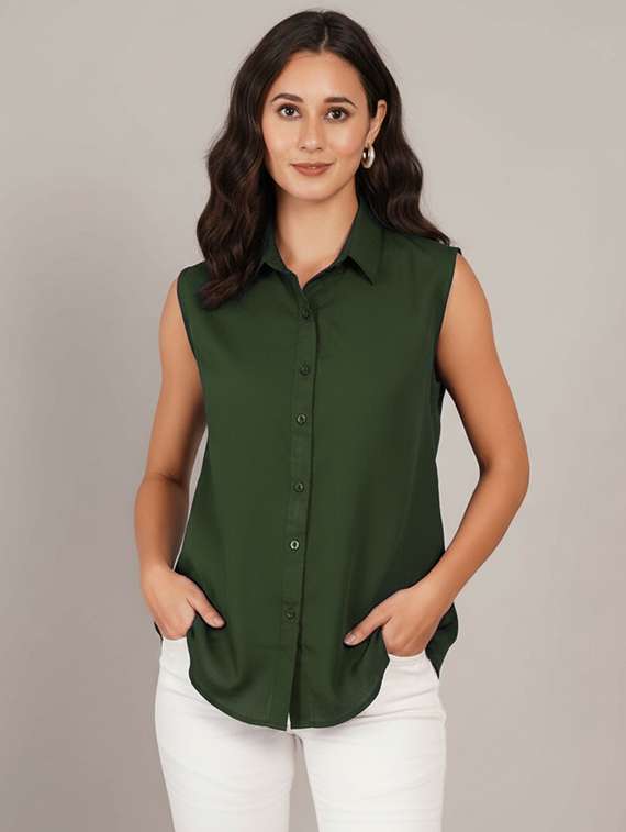 women solid sleeveless regular fit shirt - 22231792 -  Standard Image - 1