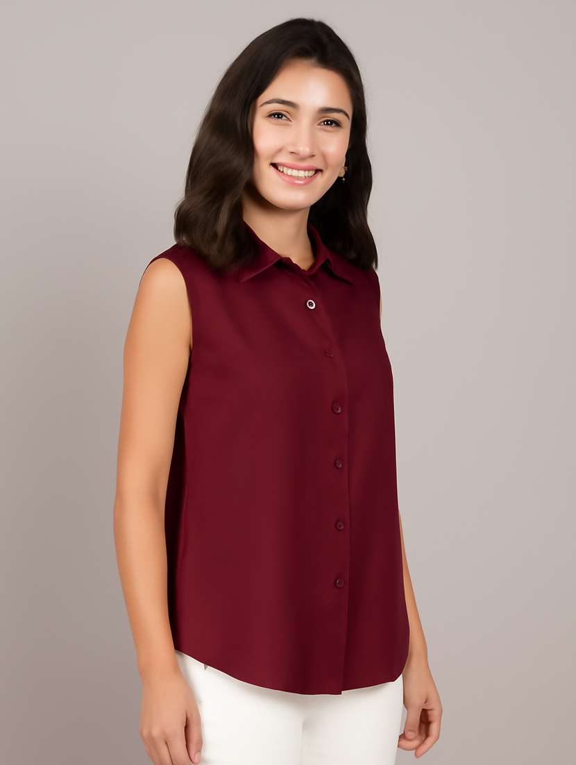 women solid sleeveless regular fit shirt - 22231795 -  Standard Image - 1