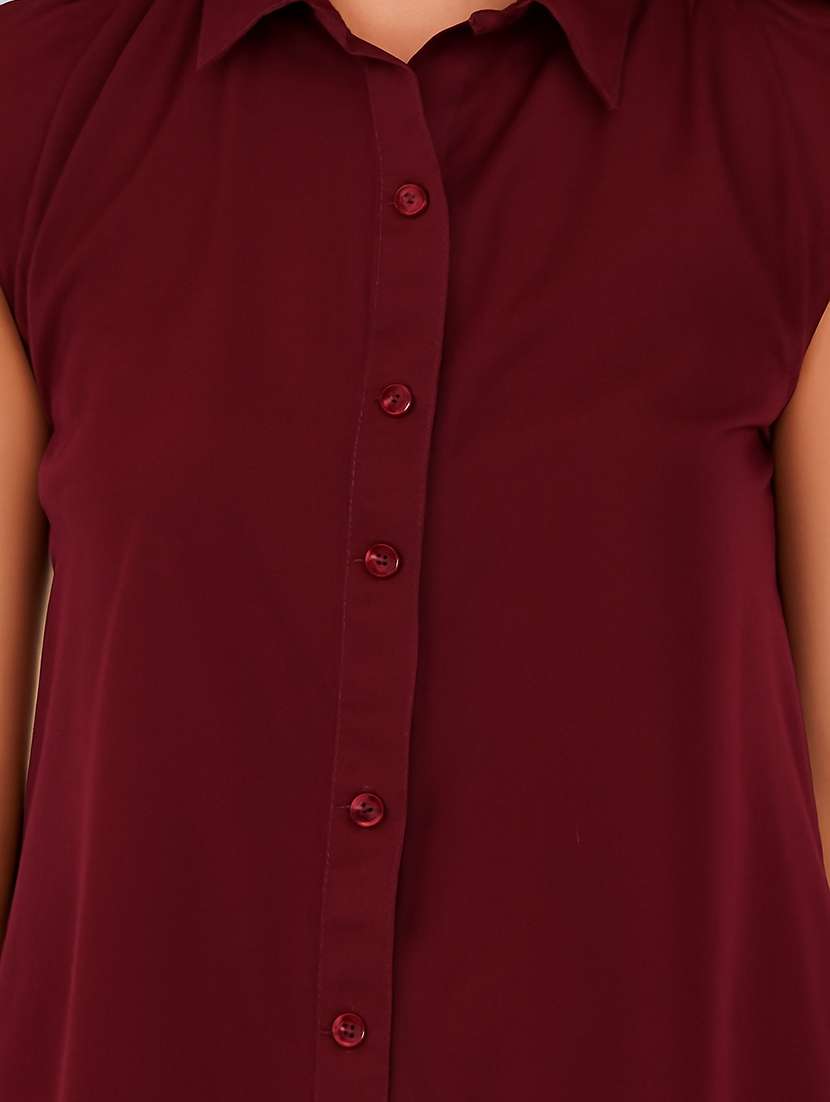 women solid sleeveless regular fit shirt - 22231795 -  Standard Image - 4