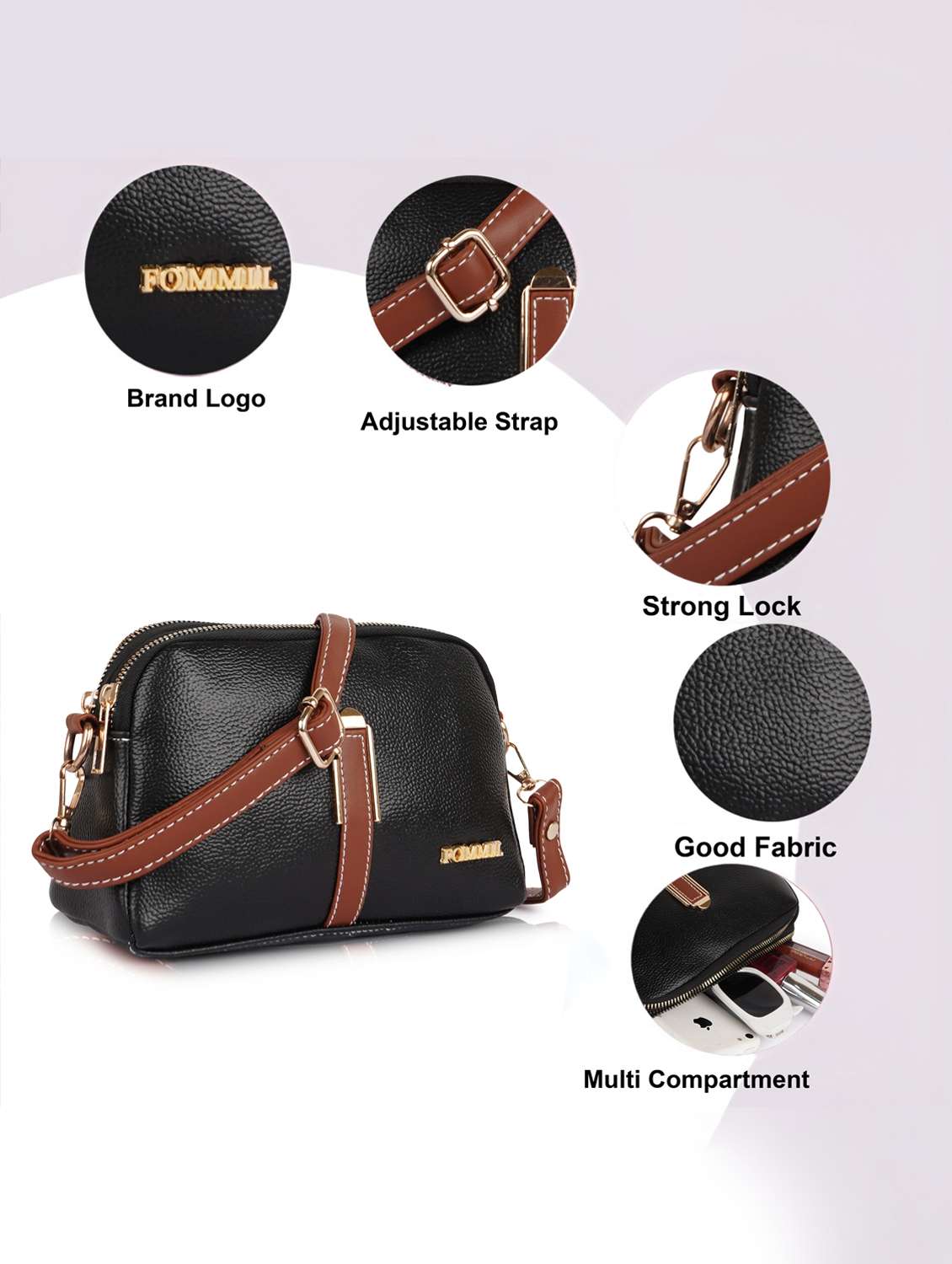 women solid adjustable strap sling bag - 22231804 -  Standard Image - 4